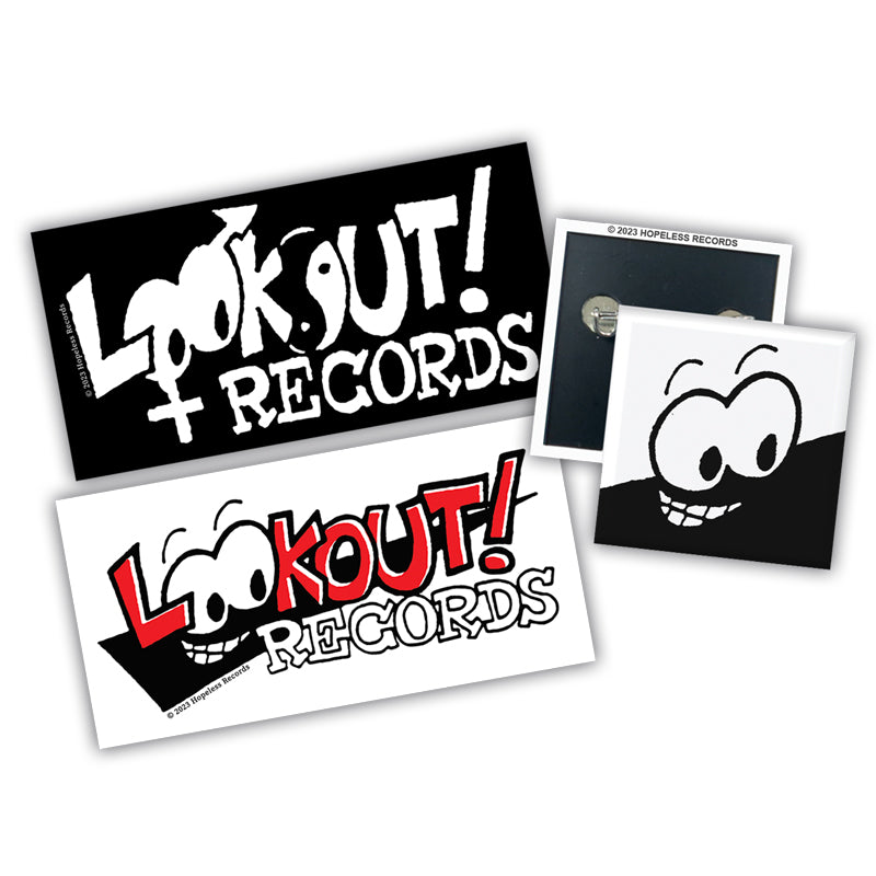 Lookout! Records Stickers & Button Pack Rock Roll Repeat